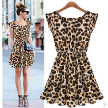 2015 New Fashion Sweet Girl′s Leopard Dresses